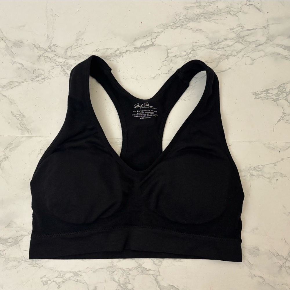Marilyn Monroe Black Sports Bra M Wide Strap Pullover Lightly Padded​